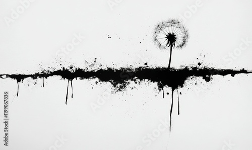 dandelion on a white background, condolence, grieving card, loss, funerals, support