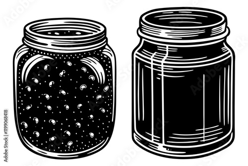 Beautiful preserving jar with content lined up vector illustration