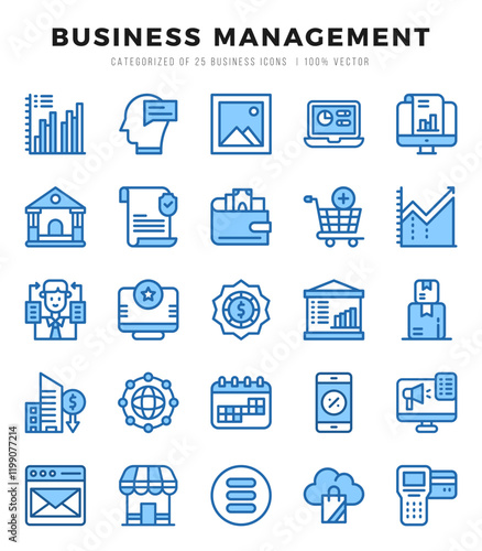 Business Management Two Color icons collection. Two Color icons pack. Vector illustration