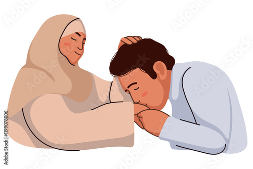 Son Kiss Mother Hands