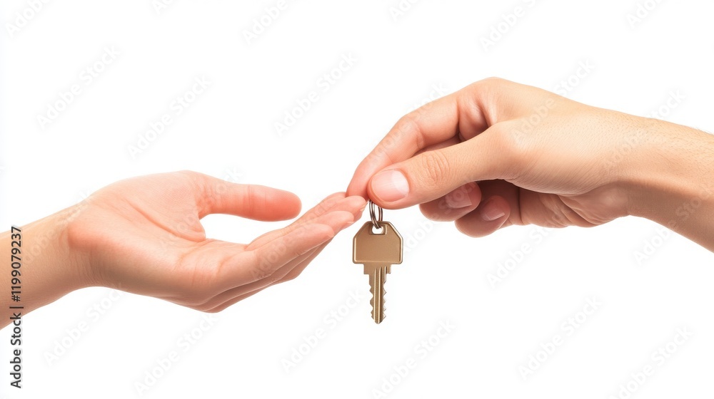 Handing over a key symbolizes trust and new beginnings in personal or professional relationships Handing over a key symbolizes trust and new beginnings in personal or professional relationships