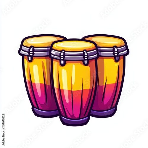 Wallpaper Mural Vibrant Yellow and Pink Conga Drums Set Latin Percussion Musical Instruments Torontodigital.ca