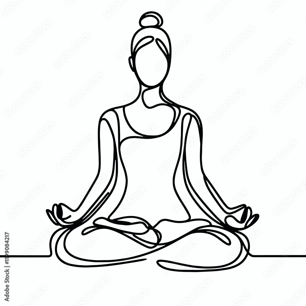 Vector Simple one line drawing of silhouette of yoga Vector Simple one line drawing of silhouette of yoga