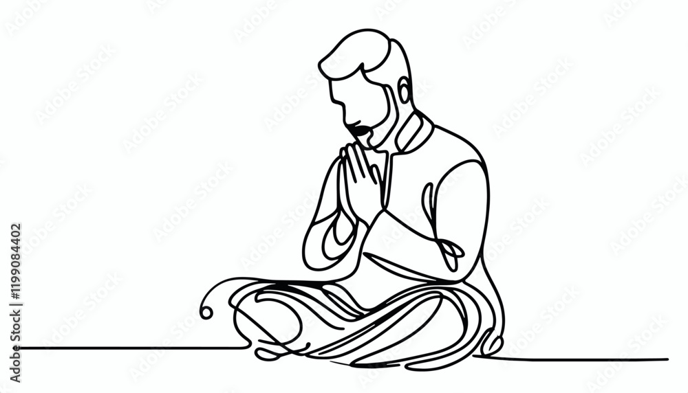 Vector Simple one line drawing of praying man
Vector Simple one line drawing of praying man