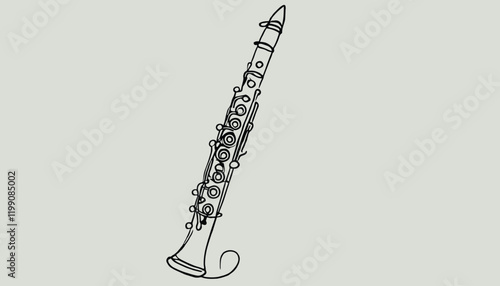 vector  continuous one line drawing  clarinet 