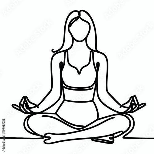 Vector Simple one line drawing of  yoga silhouette