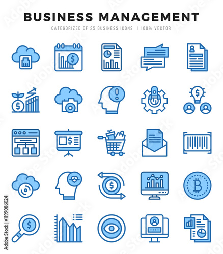 Set of Business Management Icons. Simple line art style icons pack.