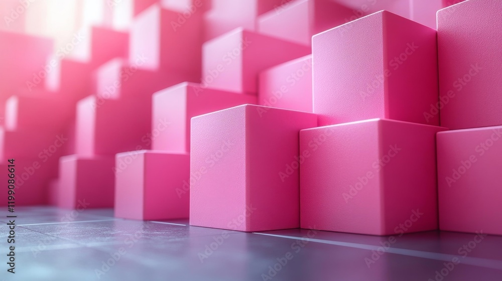 Minimalist Pink Geometric Cubes. Generative AI Minimalist Pink Geometric Cubes. Generative AI