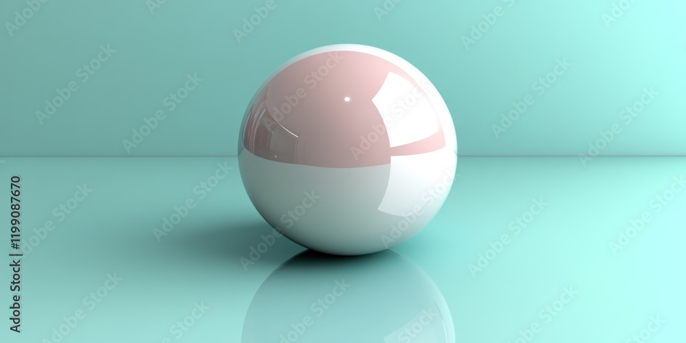 Abstract Sphere: Pastel Pink and White Orb on Teal Background Abstract Sphere: Pastel Pink and White Orb on Teal Background