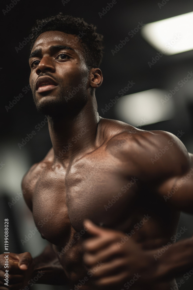 Embodying Strength and Determination: Captivating Portrait of a Focused Athlete in Intense Workout Session at Modern Gym Embodying Strength and Determination: Captivating Portrait of a Focused Athlete in Intense Workout Session at Modern Gym