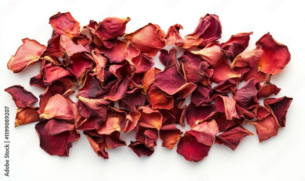Flowers composition of dry red petals roses on white background. Flowers composition of dry red petals roses on white background.