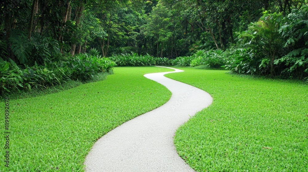 Winding Path Through Lush Garden Winding Path Through Lush Garden