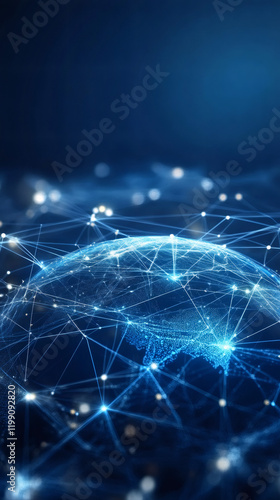 Futuristic visualization of planet Earth rotating and showing growing global network connections with glowing dots and lines
