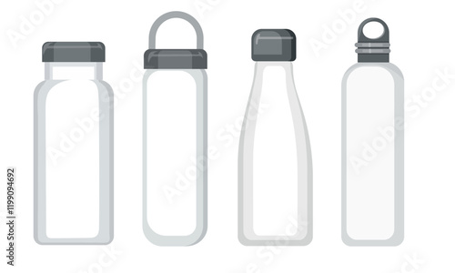 Assortment of clear plastic water bottles 
