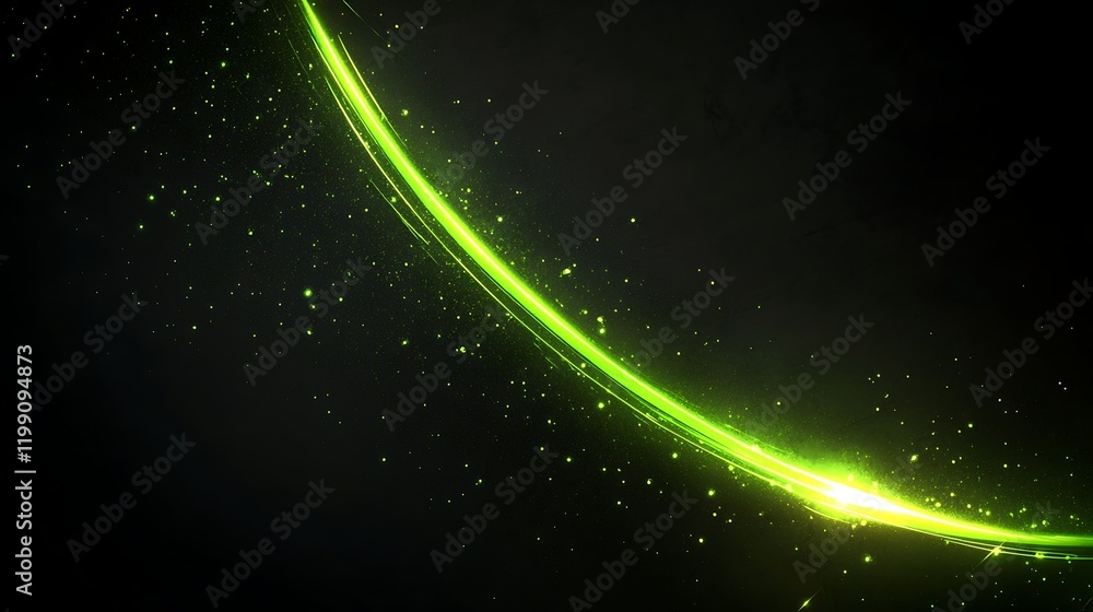 Obraz premium Abstract Green Light Streak Across Dark Background