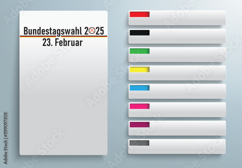 Infografik Bundestagswahlen 2025 mit Tabs für die jeweiligen Parteien