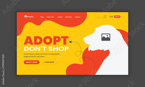 Pet healthcare, grooming, food shop, website landing page user interface design, and pet adopt website homepage hero section design template