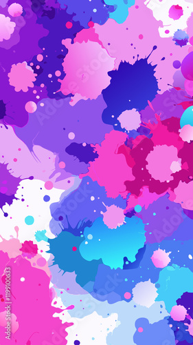 AI Generated watercolor-style background with vibrant splashes of pink, purple, and blue hues photo