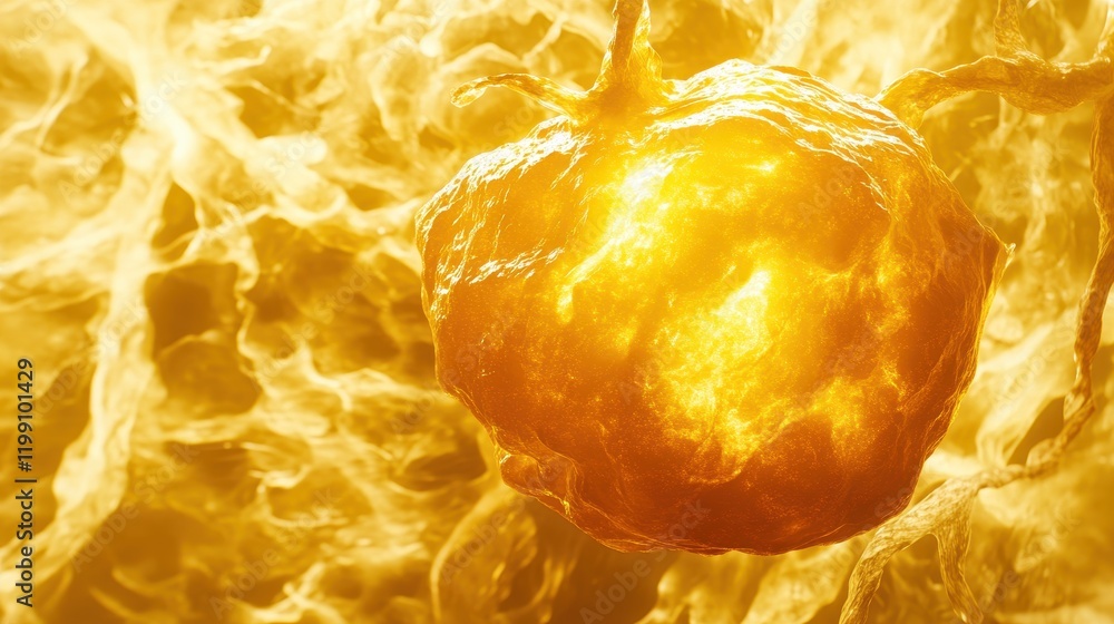 Glowing Orb in a Fiery Nebula: A Cosmic Cell Glowing Orb in a Fiery Nebula: A Cosmic Cell
