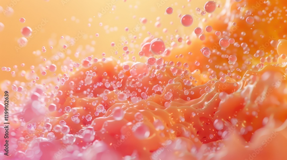 An abstract gradient of orange particles with pink noise texture, featuring smooth transitions and blurred edges, creating depth and dynamic composition