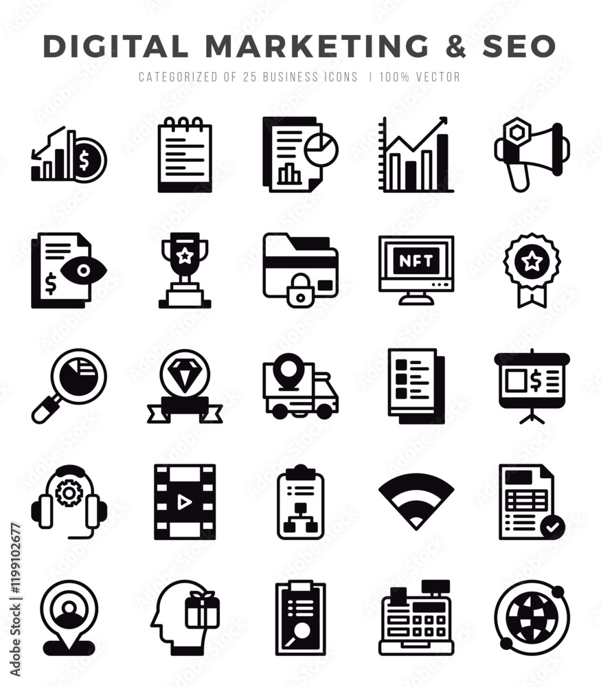 Digital Marketing & SEO. Lineal Filled icons Pack. vector illustration. Digital Marketing & SEO. Lineal Filled icons Pack. vector illustration.
