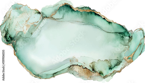 Watercolor background gentle, abstract. Pale Mint blob with soft, blurred edges. A slight gold accent adds a luxurious touch, while a spacious blank center provides room for text. 