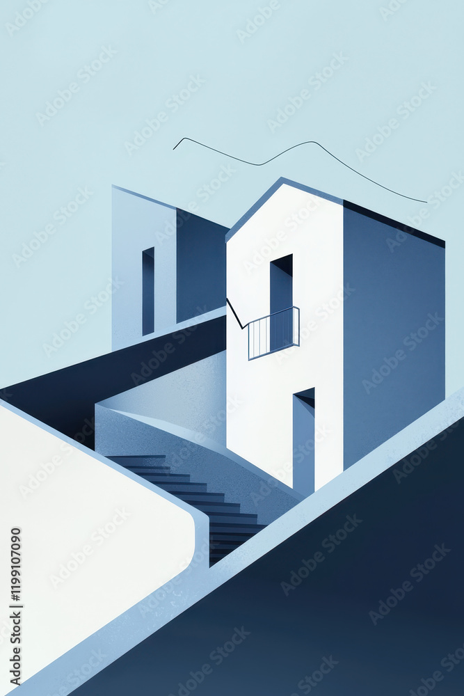 Fototapeta premium Explore Modern Minimalist Architecture: Elegant Design with Geometric Lines and Light Play