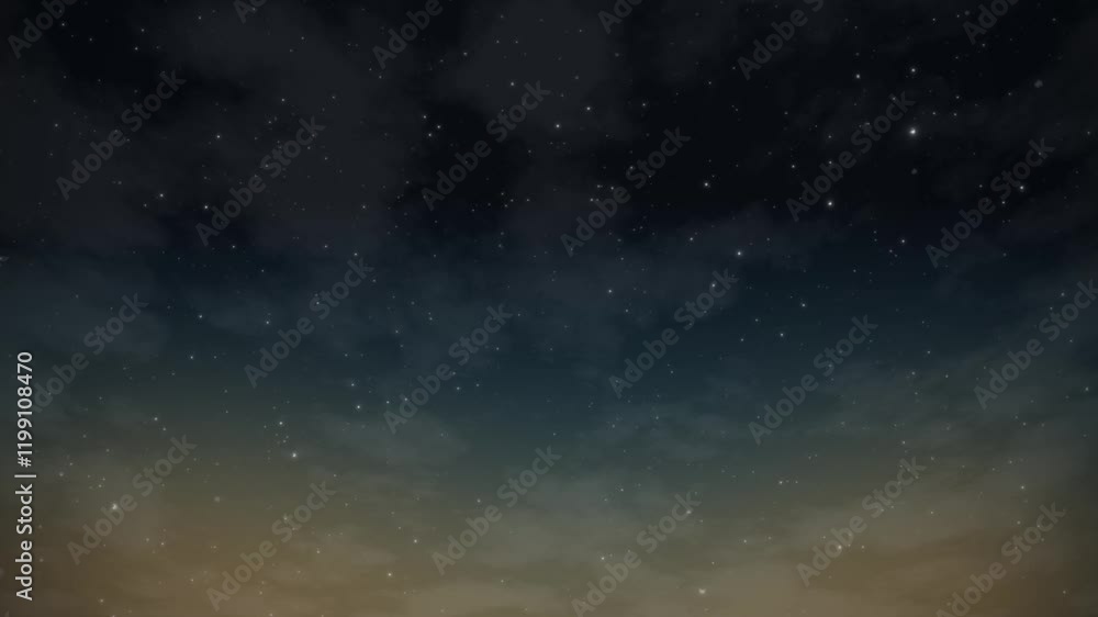 Dark blue starry in the night sky, Animated sparkling stars beautiful background
