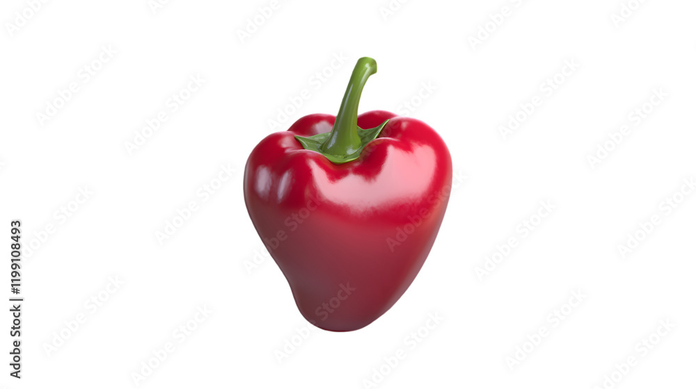 A single bright red chili pepper with a shiny surface arranged at the center of a transparent background, showcasing its vibrant color and fresh texture A single bright red chili pepper with a shiny surface arranged at the center of a transparent background, showcasing its vibrant color and fresh texture