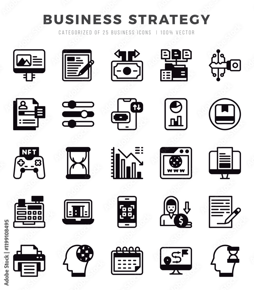Set of Business Strategy Icons Lineal Filled icons collection. Set of Business Strategy Icons Lineal Filled icons collection.
