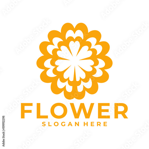 Gold flower logo template design, Flower emblem, symbol or icon