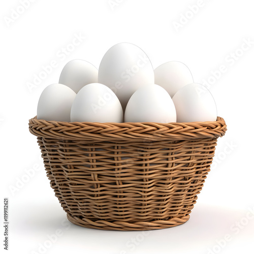 Wallpaper Mural Fresh white eggs in woven basket, perfect for cooking and baking Torontodigital.ca