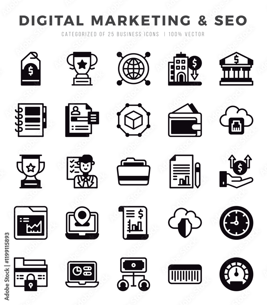 Digital Marketing & SEO Lineal Filled icons collection. 25 icon set. Vector illustration. Digital Marketing & SEO Lineal Filled icons collection. 25 icon set. Vector illustration.
