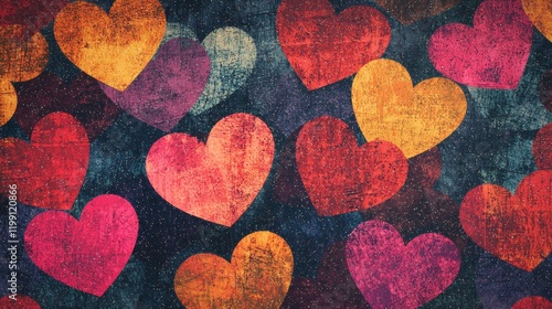 Colorful hearts create a romantic and playful background for celebrations and special occasions