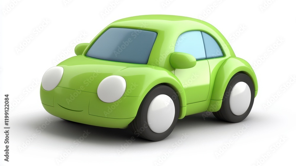 Adorable Green Cartoon Car Illustration Adorable Green Cartoon Car Illustration