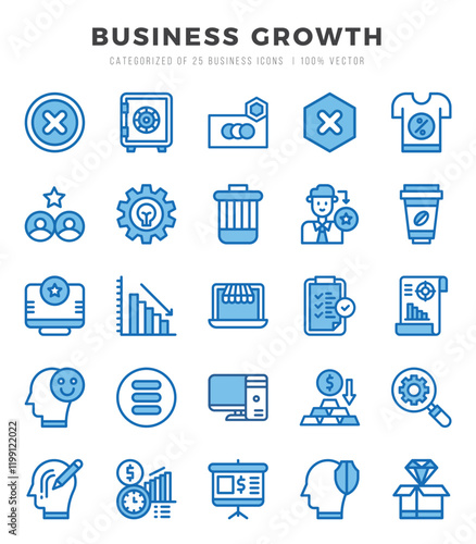 Set of Business Growth icons. Vector Illustration.