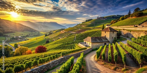 Grand Cru Hermitage Vineyard Panorama, Rhone Valley, France