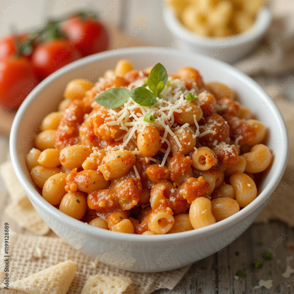 A Bowl Of Macaroni With Tomato Sauce A Bowl Of Macaroni With Tomato Sauce