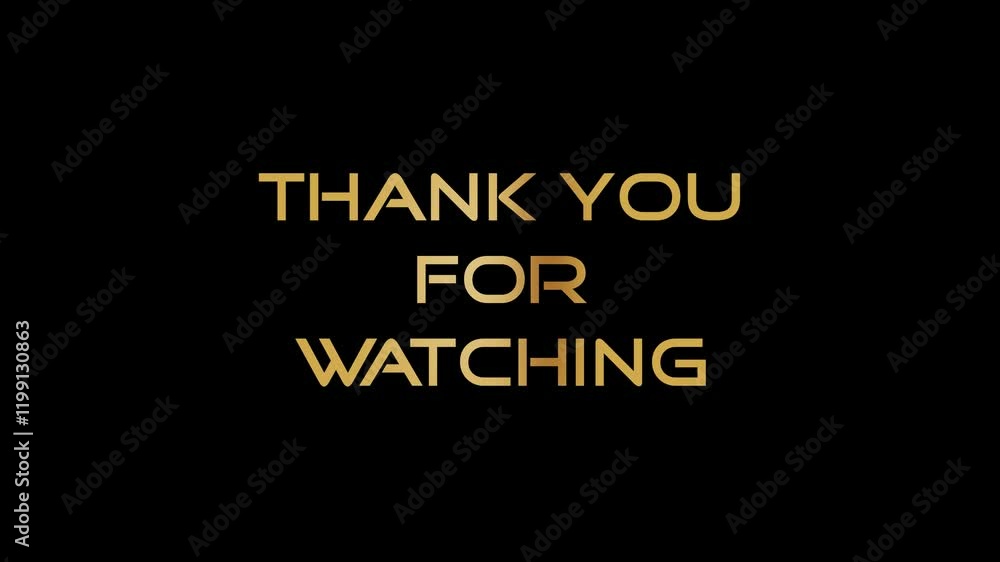 Gold Light 'Thank You For Watching' Text Animation with Glitch Effect Loop. 4K 3D Seamless The End Element for Cinema Trailer, Sales Marketing Banner in Old Gaming Console Style Gold Light 'Thank You For Watching' Text Animation with Glitch Effect Loop. 4K 3D Seamless The End Element for Cinema Trailer, Sales Marketing Banner in Old Gaming Console Style