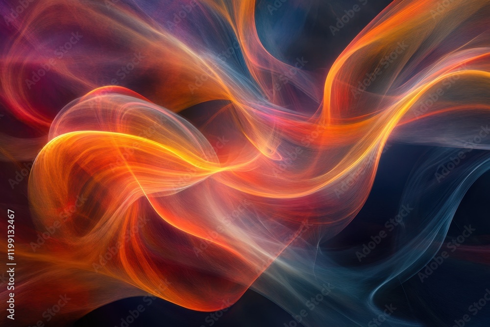 Colorful abstract swirl of light flowing through dark background at twilight Colorful abstract swirl of light flowing through dark background at twilight