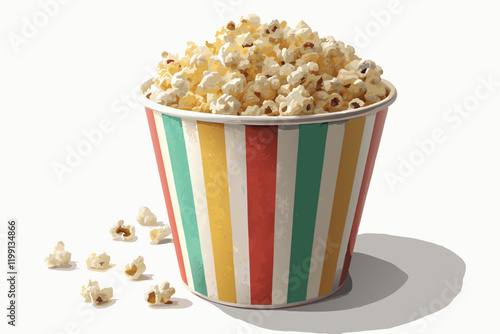 Adobe Illustrator Artwork
Design a creative packaging concept for a paper striped bucket filled with popcorn.
