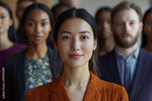 portrait of a multicultural business team led by a woman photo