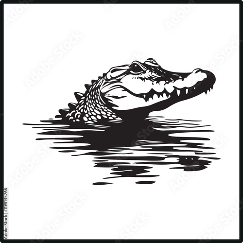 Crocodile in the water silhouette