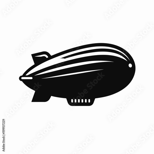 Blimp silhouette  in black on a white background