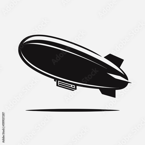 Blimp silhouette  in black on a white background