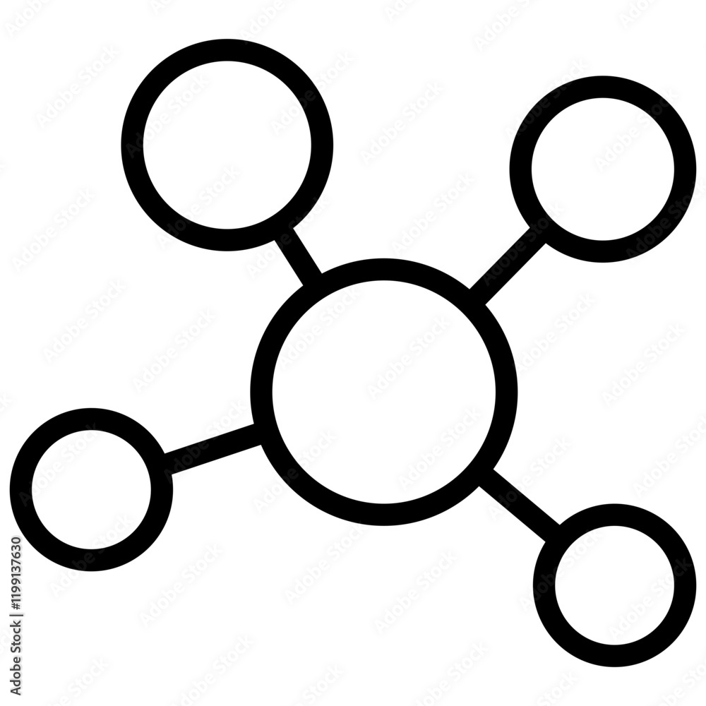 Biological Network Outline Icon Biological Network Outline Icon