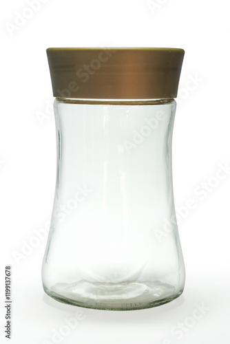 Glass jar coffee isolated on white background.
