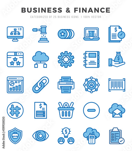 Business & Finance Icon Pack 25 Vector Symbols for Web Design.