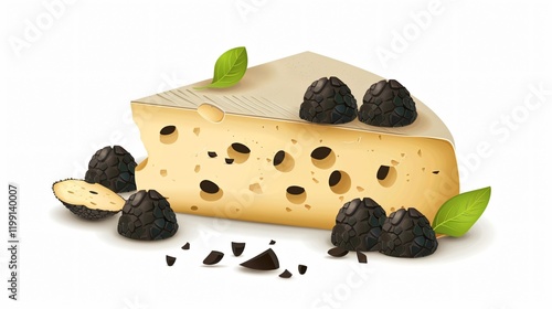 Exquisite Gourmet Cheese and Black Truffles Delicacy for Culinary Artistry photo