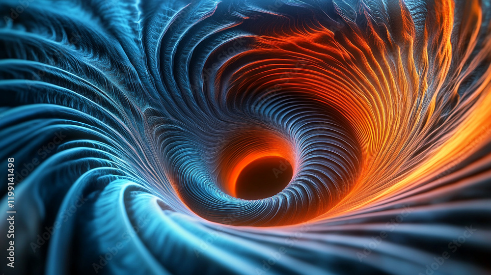 Abstract swirling vortex with vibrant blue and orange hues, perfect for futuristic, psychedelic, or technology-themed designs. Abstract swirling vortex with vibrant blue and orange hues, perfect for futuristic, psychedelic, or technology-themed designs.